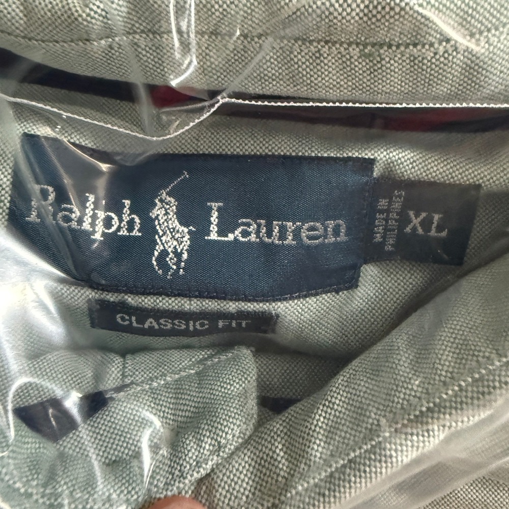 Ralph Lauren Mens XL Sage Green Oxford Flesh Pony Classic Fit Button Down Shirt - Picture 4 of 12